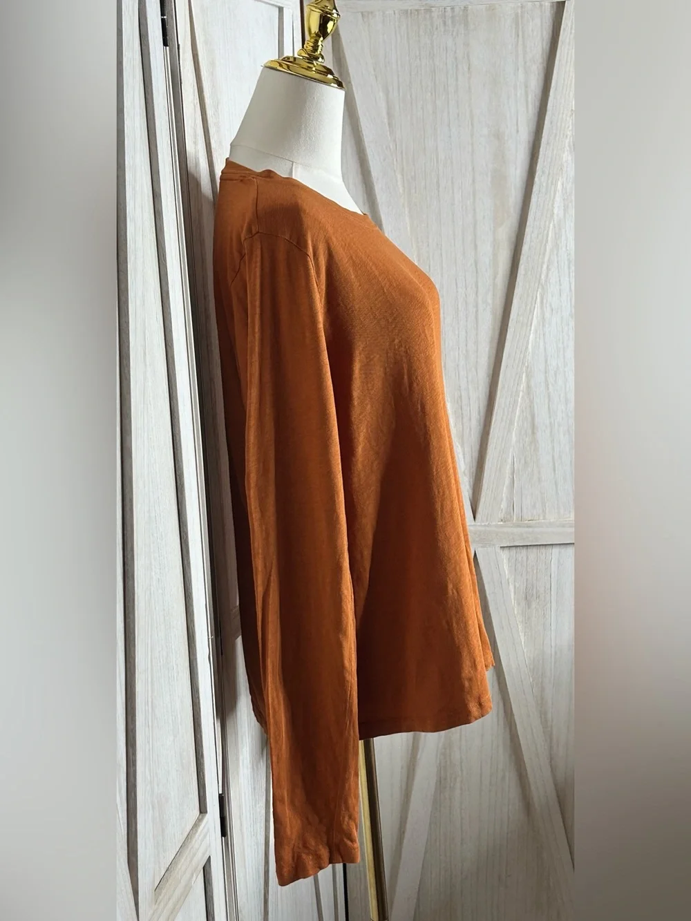 J. Crew Girlfriend Tee Long Sleeve Crewneck Top Autumncore Sz L Preppy Earthy